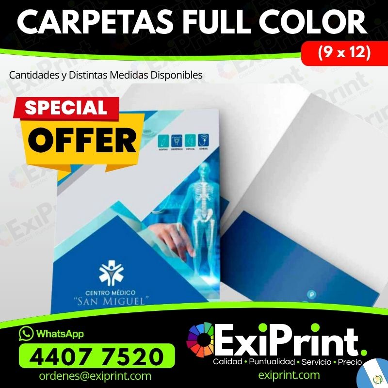 Oferta Carpetas Médicas, 9x12, Husky o Texcote con o sin bolsillos